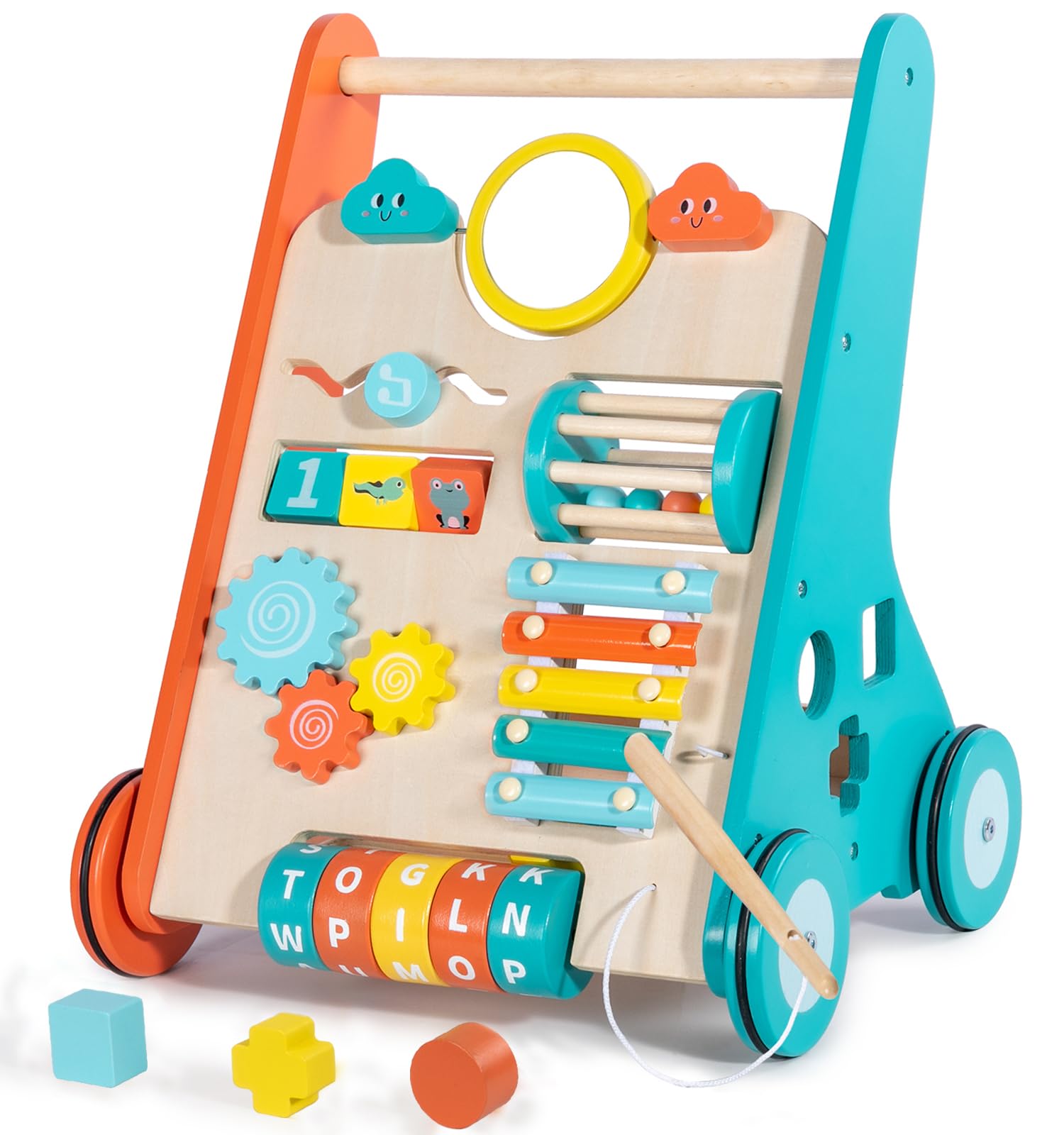 LOL-FUN Wooden Baby Walker 1 2 Year Old Boys Girls Push Along Toy