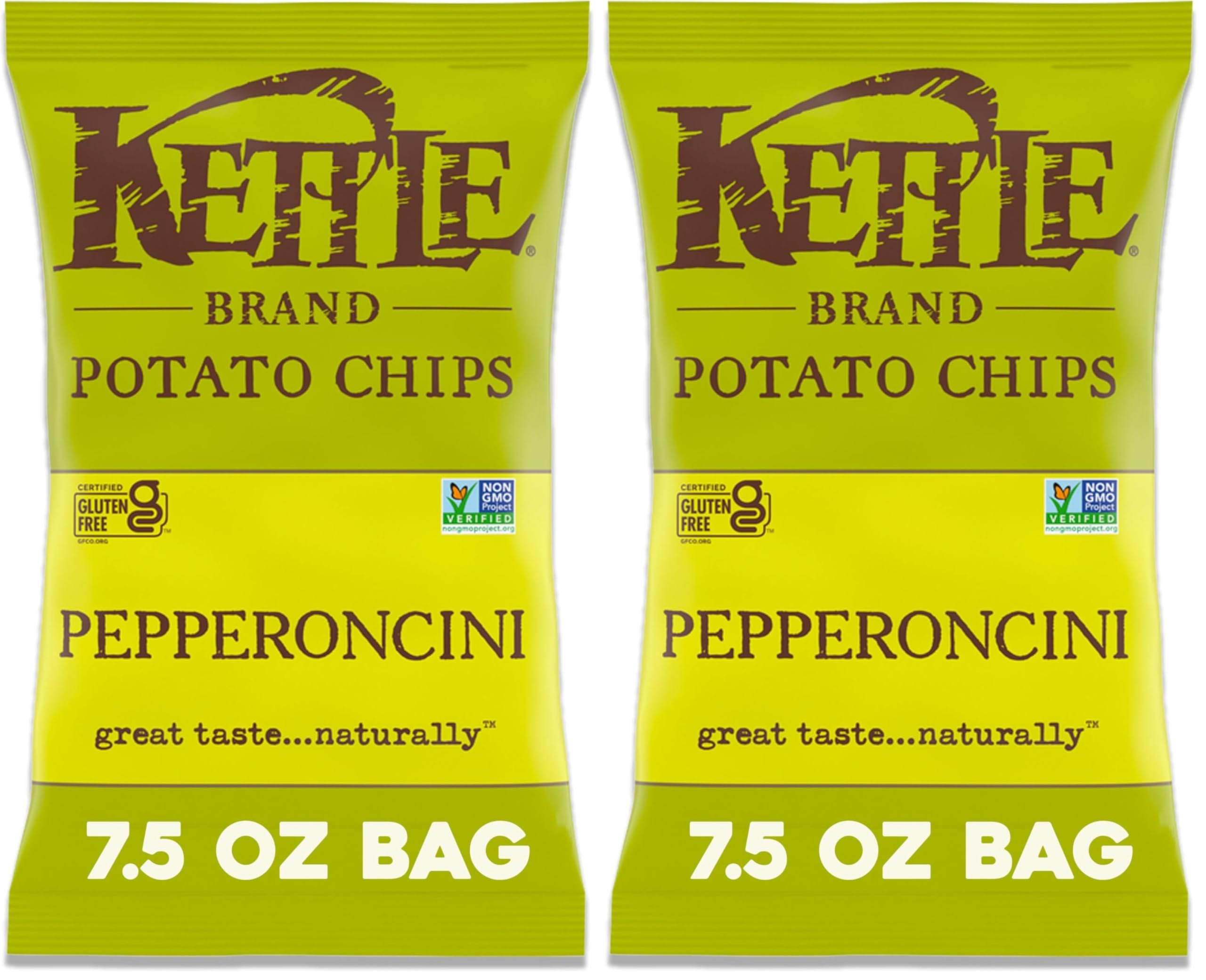 Kettle BrandPotato Chips, Pepperoncini Kettle Chips, 7.5 Oz (Pack of 2)