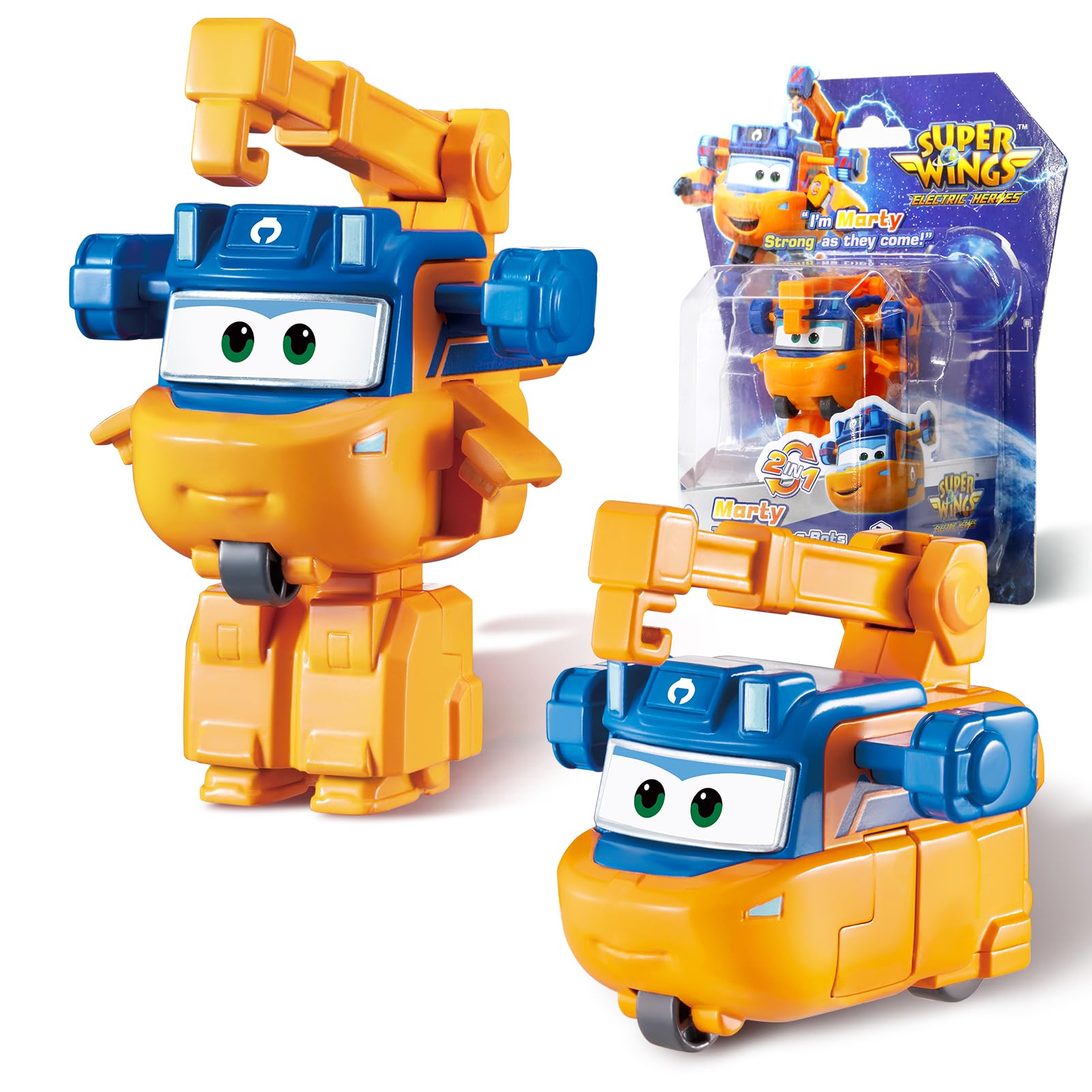 Super Wings Marty Transformation Plane, Approx. 5 cm Toy Figure for Children, Toy Plane and Robot Figure for Boys and Girls from 3 Years, Orange