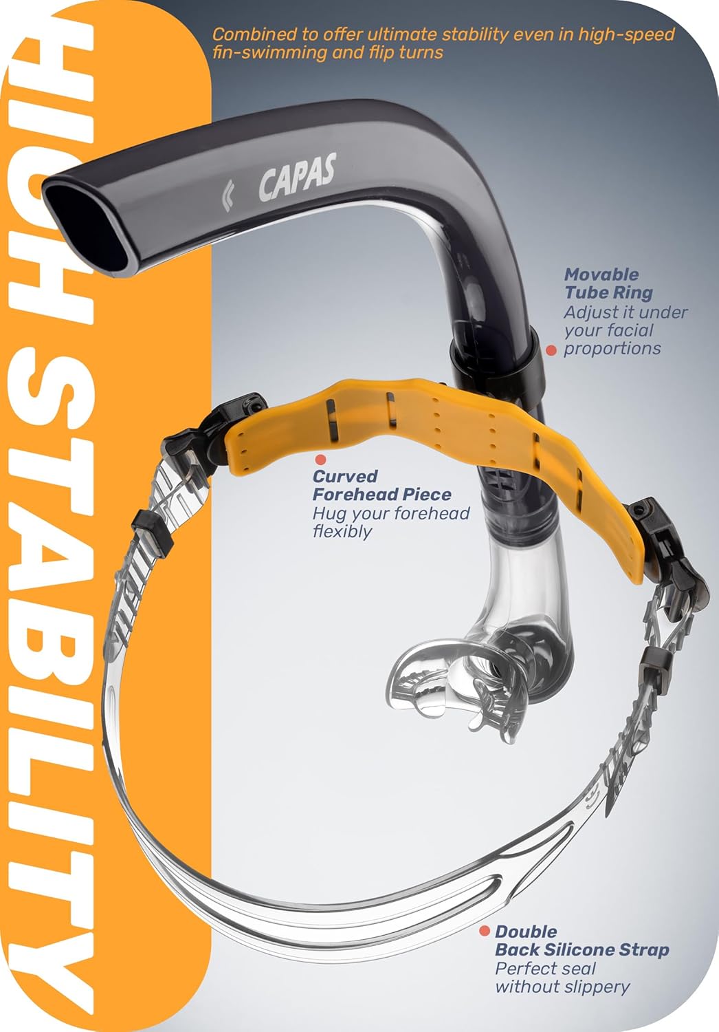 CAPAS Swim Training Fins+CAPAS Training Swim Snorkel for Lap Swimming, Navy, Fins Size M (US Male 7.5-8.5 US Female 8.5-9.5)