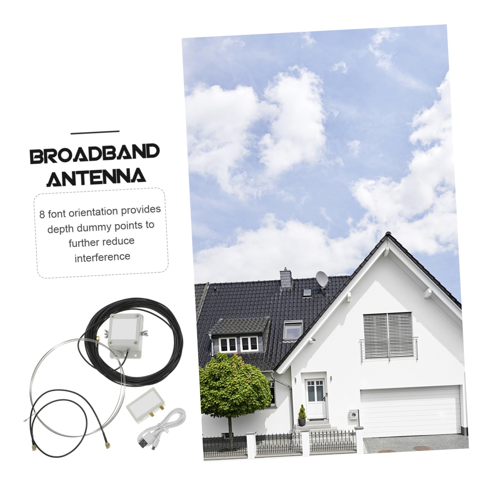 Artibetter Antenne Boucle Active Faible Bruit USB Antenne Réception Moyenne Et Ondes Courtes avec Anneau Inoxydable Installation Facile Balcon Toit