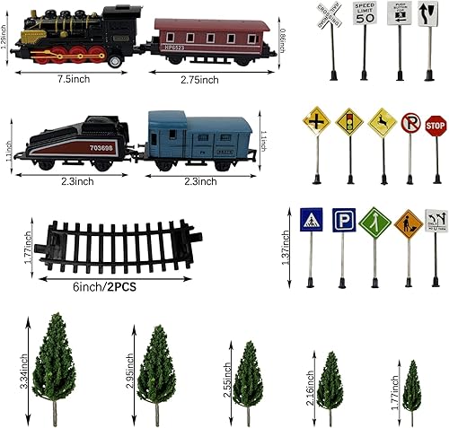 Miniatura 2 de 25 piezas de decoración de pasteles de tren, suministros de fiesta de cumpleaños con pista de tren de juguete, semáforos y pino para cumpleaños,