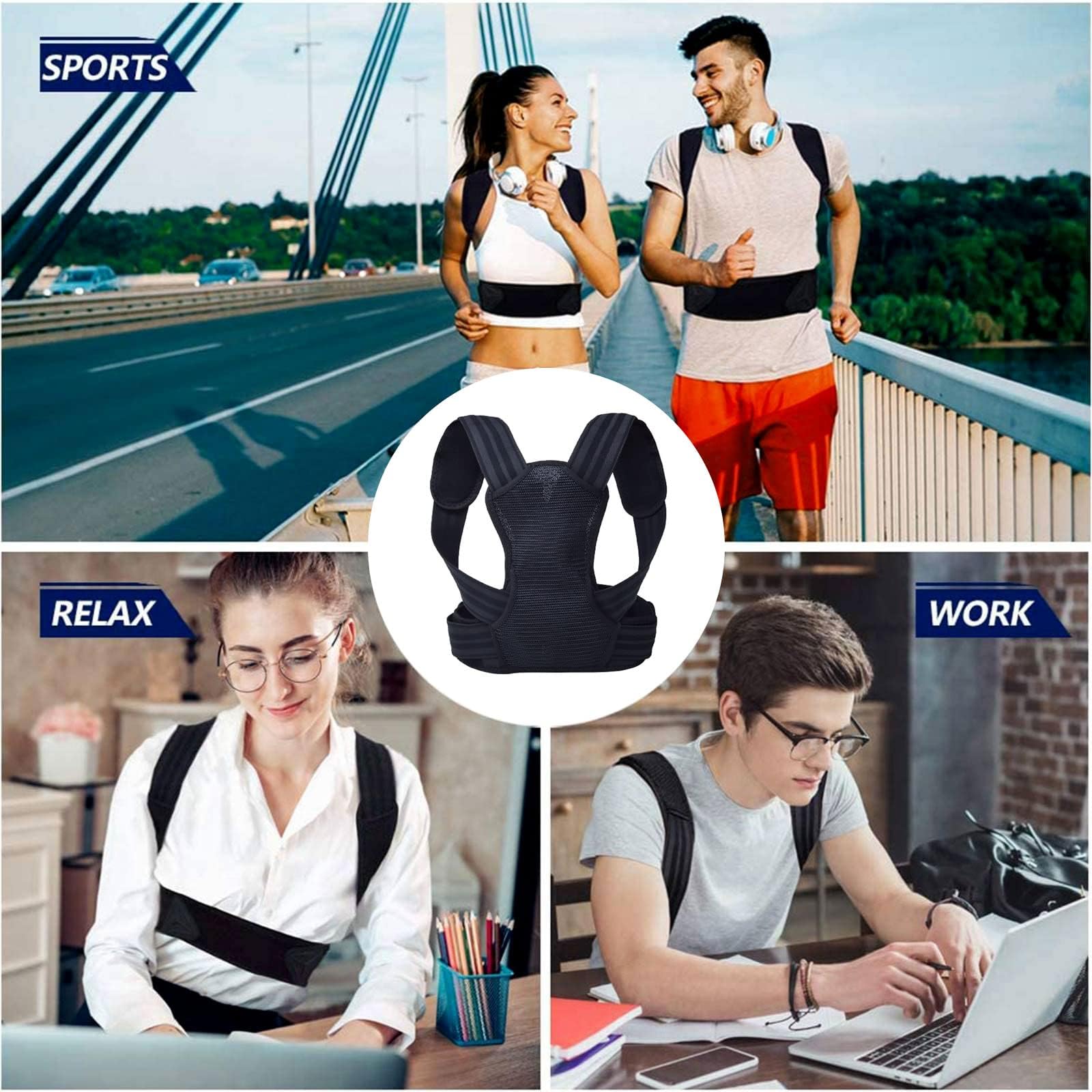 Flylin Corrector de postura para niños, ajustable, enderezador de espalda con hombreras, soporte de postura para la parte superior de la espalda para adolescentes para proporcionar apoyo espinal,