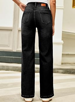 Sidefeel Women's Wide Leg Jeans High Waisted Stretchy Seamed Front