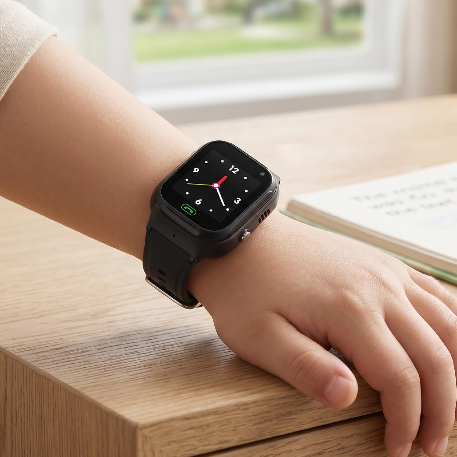 Dpofirs Reloj Inteligente 4G, Reloj con Pantalla Táctil de 1,44 Pulgadas para Estudiantes, Despertador, WiFi y Ranura para Tarjeta SIM (Black)