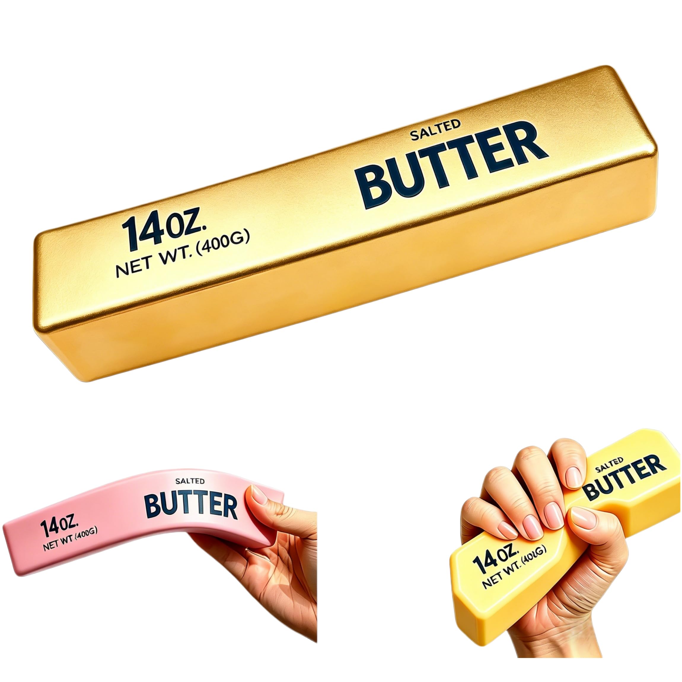 Photo 1 of **USED AND MINOR DAMAGE ***Jumbo Butter Squishy Stick 8.5 Inch, Slow Rising Stress Relief Squeeze Toy for Adults, Large Stress Relief Squishies, Two-Hand Sensory Fidget Toy for Office Desk & Anxiety Relief Golden