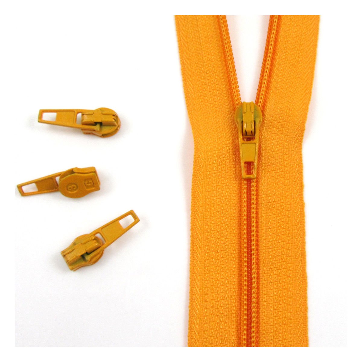 Beads4crafts Orange H114 25 Metres + 50 Sliders No.3 Continuous Zip With Auto Lock Slider 25 Colours Zippers Cushions Upholstery (Orange H114)