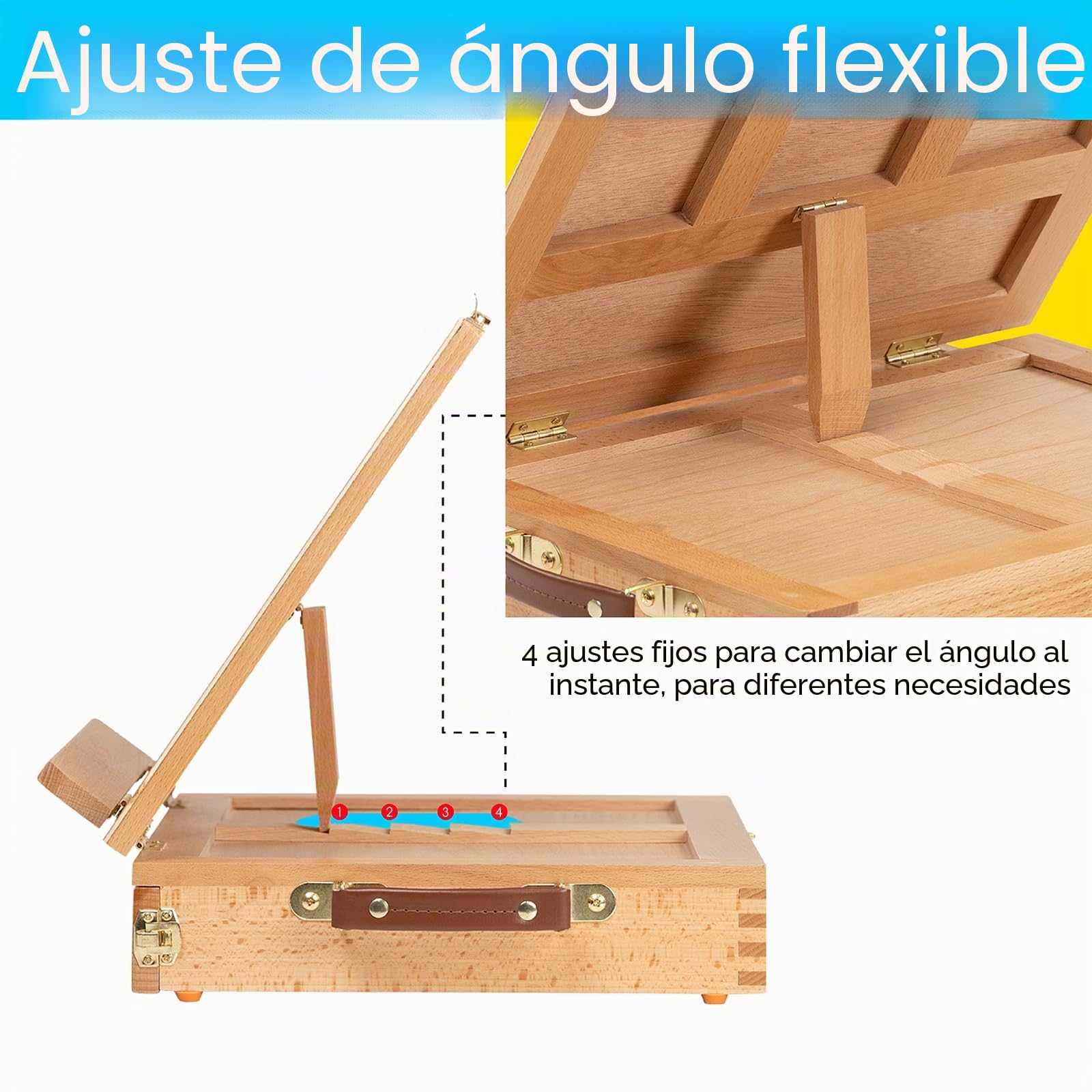 MEEDEN - Caballete de madera de haya ajustable y portátil con caja de almacenamiento y paleta para dibujar, dibujar y pintar