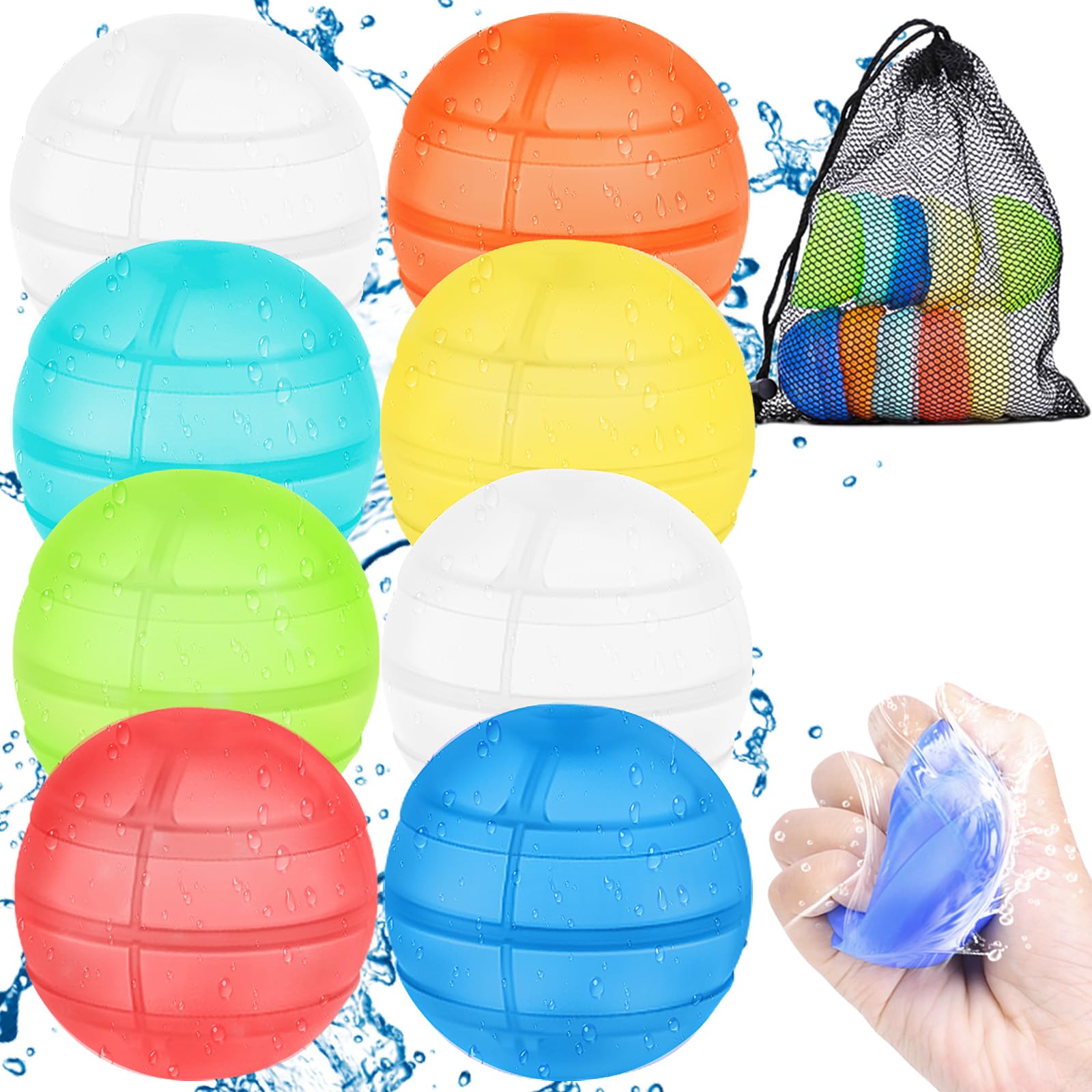 Wasserbomben Wiederverwendbare, Silikon Wasserbomben Selbstschließend für Kinder & Erwachsene, Wasserballoons Schnellfüller Outdoor Wasserspielzeug für Strand Sommerparty