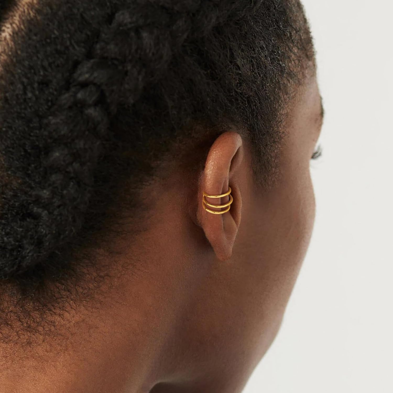 Bemoly Ear Cuff Earrings for Women 14K Gold Plated Cubic Zirconia Dangle Huggie Ear Cuffs Non Piercing | Clip On Cartilage - Image 2