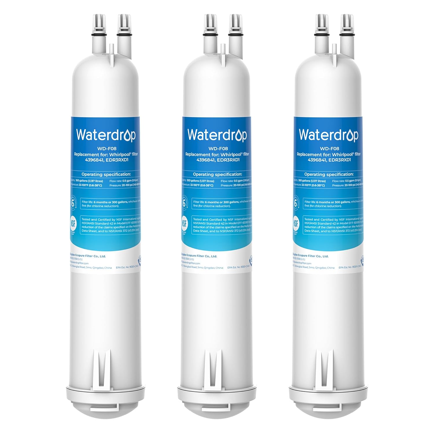 Waterdrop EDR3RXD1 Replacement for Everydrop Filter 3 4396841 4396710 Kenmore 46-9083 46-9030 WD-F08 Refrigerator Water Filter 3 Filters