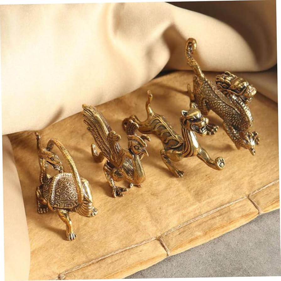 Amazon.co.jp: Yardenfun 4個古代風動物の置物 真鍮製