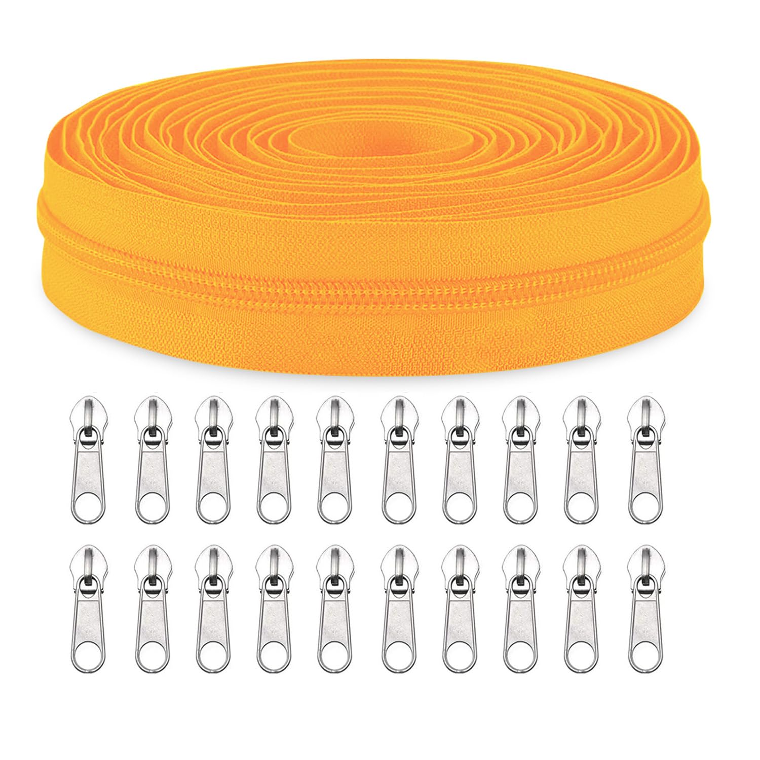 Sawoake #3 Nylon Coil Zippers by The Yard Bulk 10 Yards with 20pcs Zipper Sliders for DIY Sewing Tailor Craft Bag Garment Home Textile…(HoneyYellow)