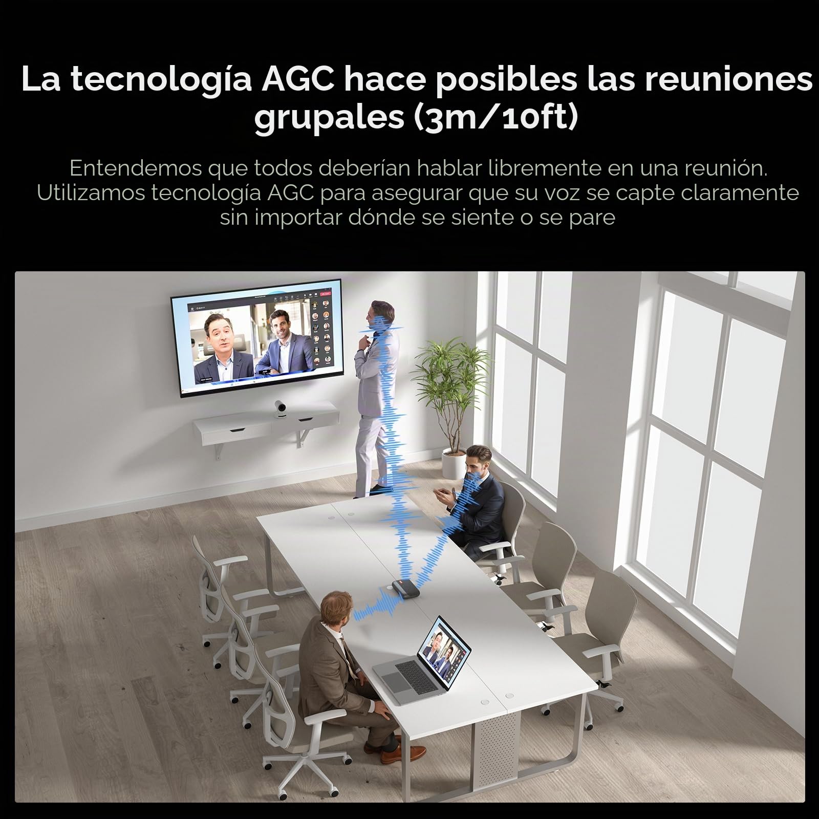 Nuroum A05B Altavoz Bluetooth Conferencias con Microfono USB, Captación de Voz 360°Cancelación de Ruido, Plug&Play, Altavoz Portátil para PC/Oficina en Casa/Portátil/Reunión, Compatible con Zoom/Teams