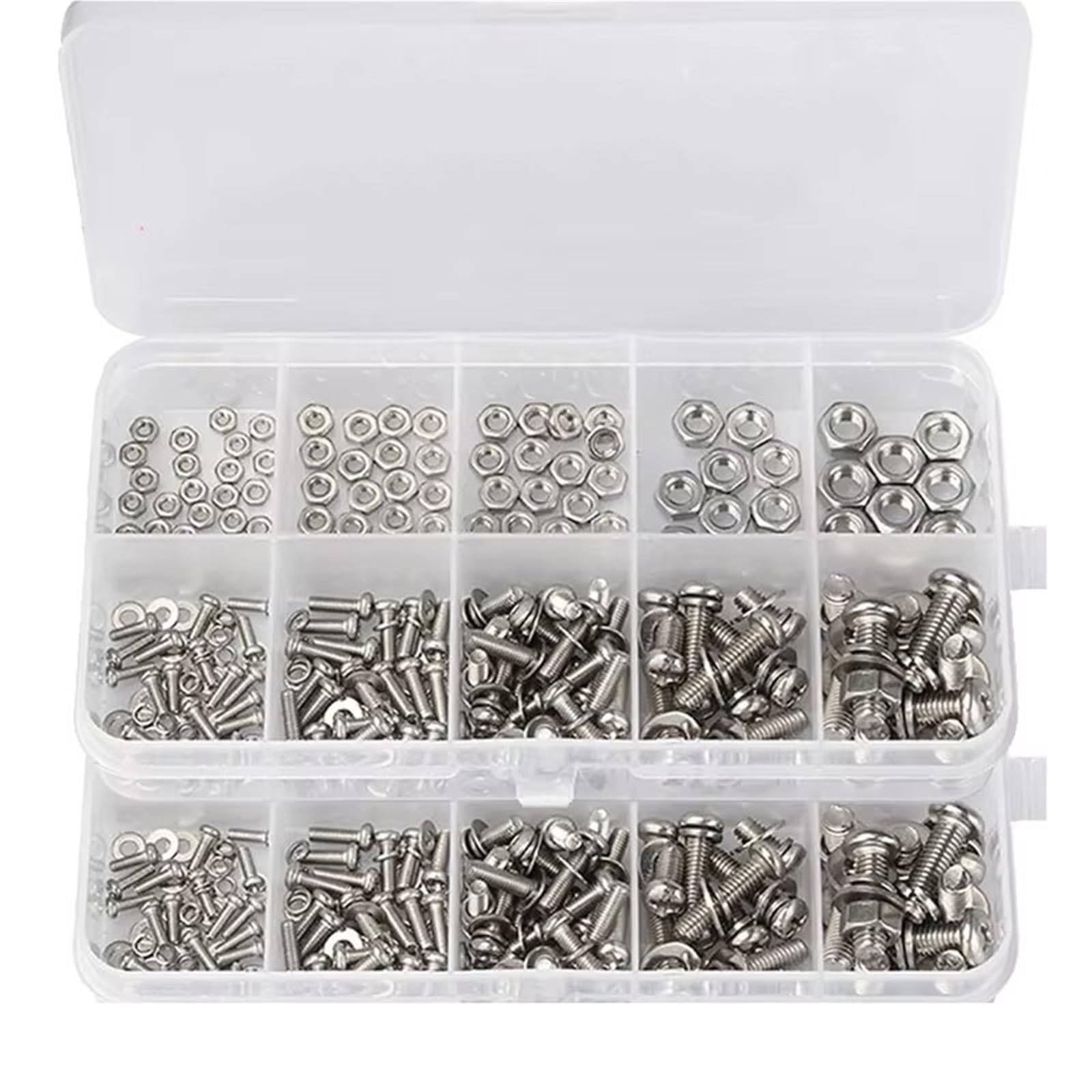 Kompatibel Mit Edelstahl-Schrauben- Und Muttern-Sortimentskit Für Kreuzrundkappen-Metallschrauben-Unterlegscheiben-Set-Ersatzteile(640PCS- (2 boxes))