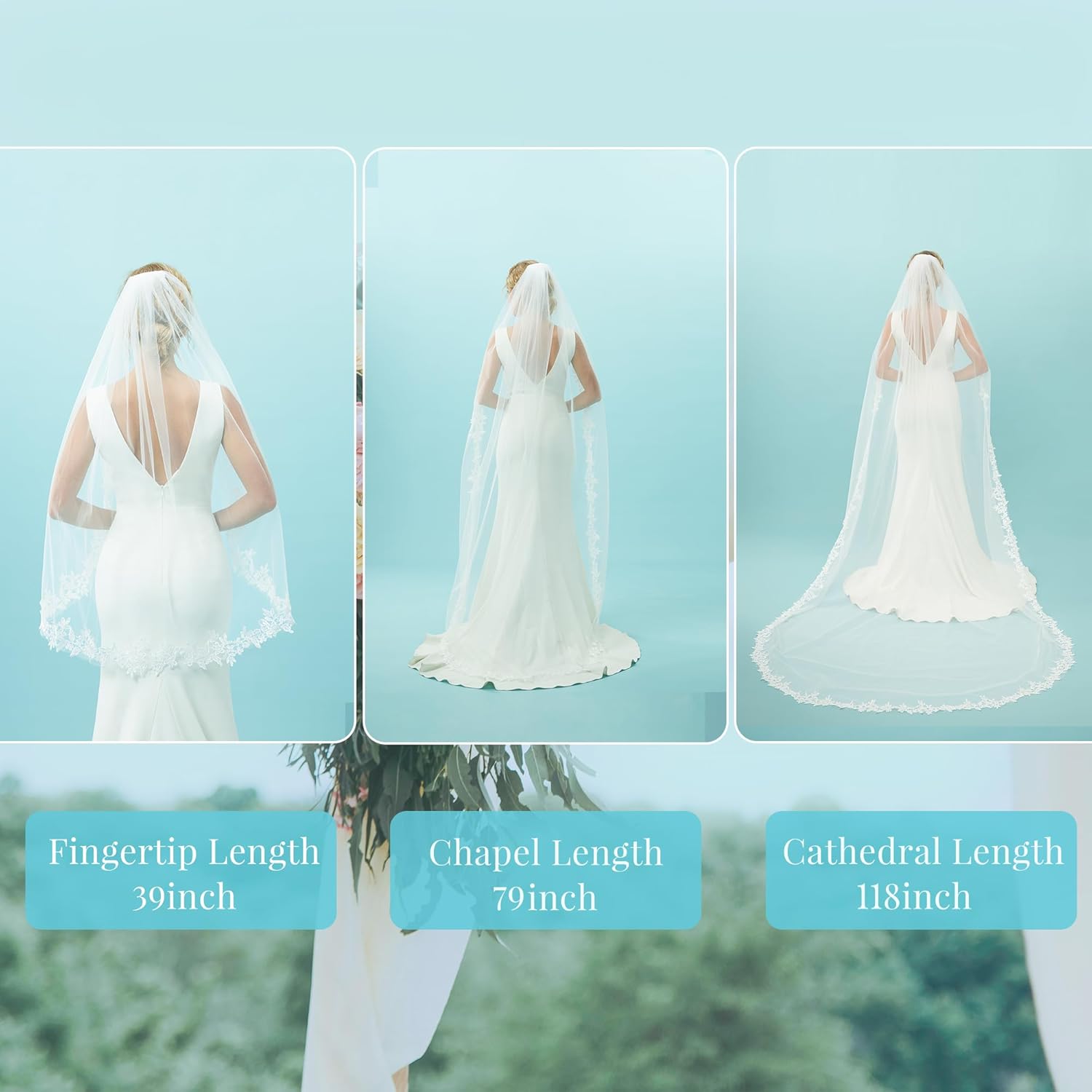 Bridal Veil, 1 Tier Lace Wedding Veil, With Metal Comb Veils for Women Wedding