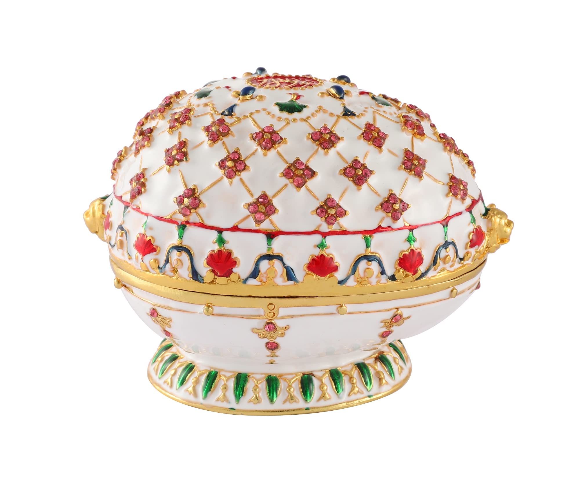 QIFU Hand Painted White Easter Egg Figurine Trinket Box Hinged, Unique Gift for Family
