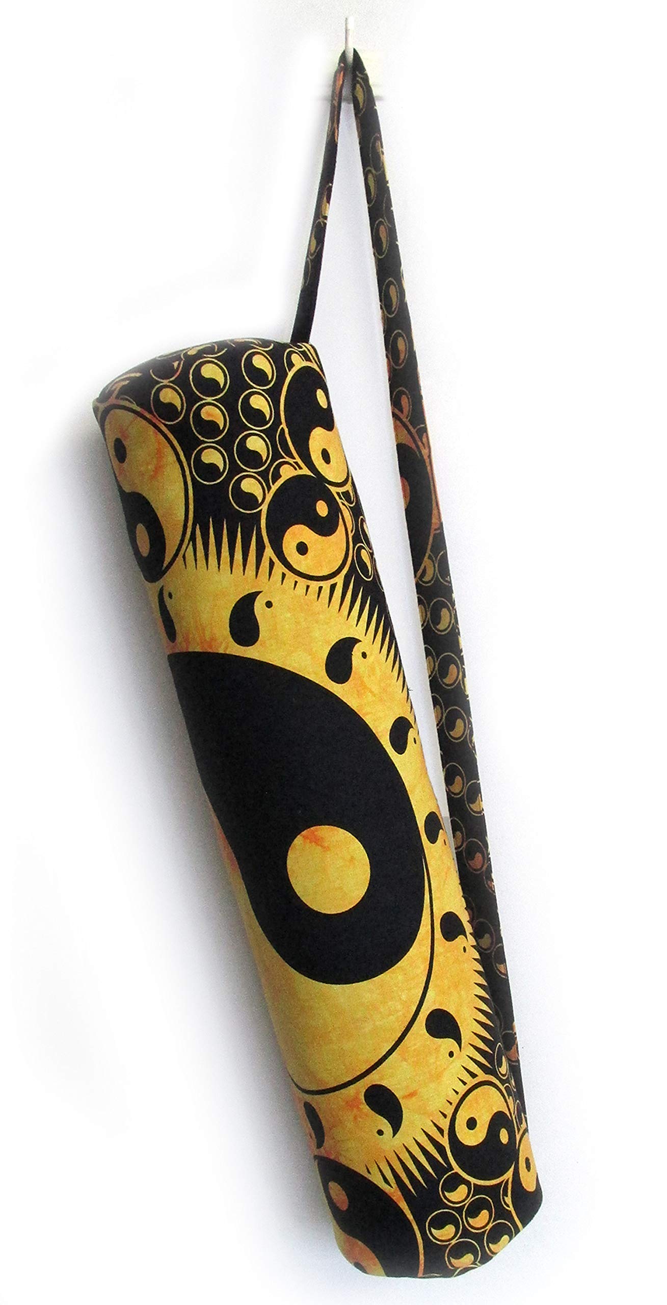 ICC Yoga Mat Bag Carrier - Exercise Yoga Bag for Mat Mens Tote Bag Multi-Functional Storage Bag, Full Zip Cargo Adjustable Strap for Women Hippie Mandala Indian Cotton Bag (Yin Yang yellow)-image-42