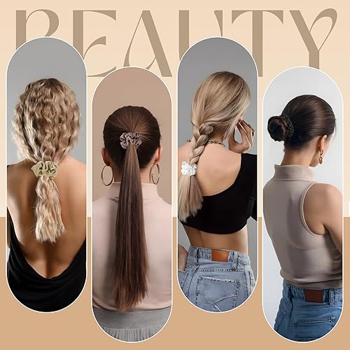 Miniatura 5 de Coleteros para mujer, bandas elásticas de satén de seda, bandas elásticas para el cabello, soporte para cola de caballo adecuado para cabello grueso