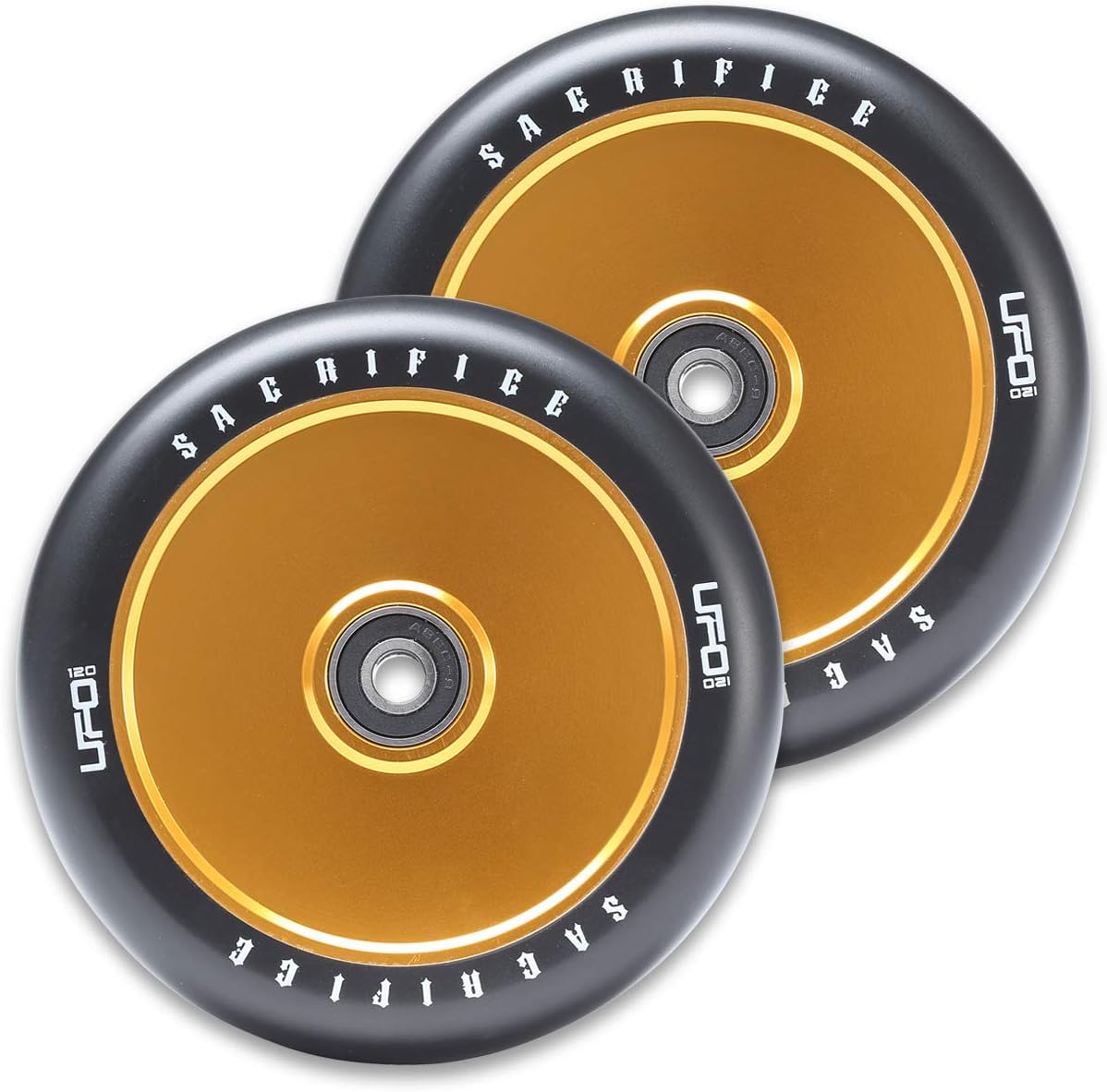 Sacrifice UFO 120mm Scooter Wheel w/Bearings - Black/Gold SECONDS