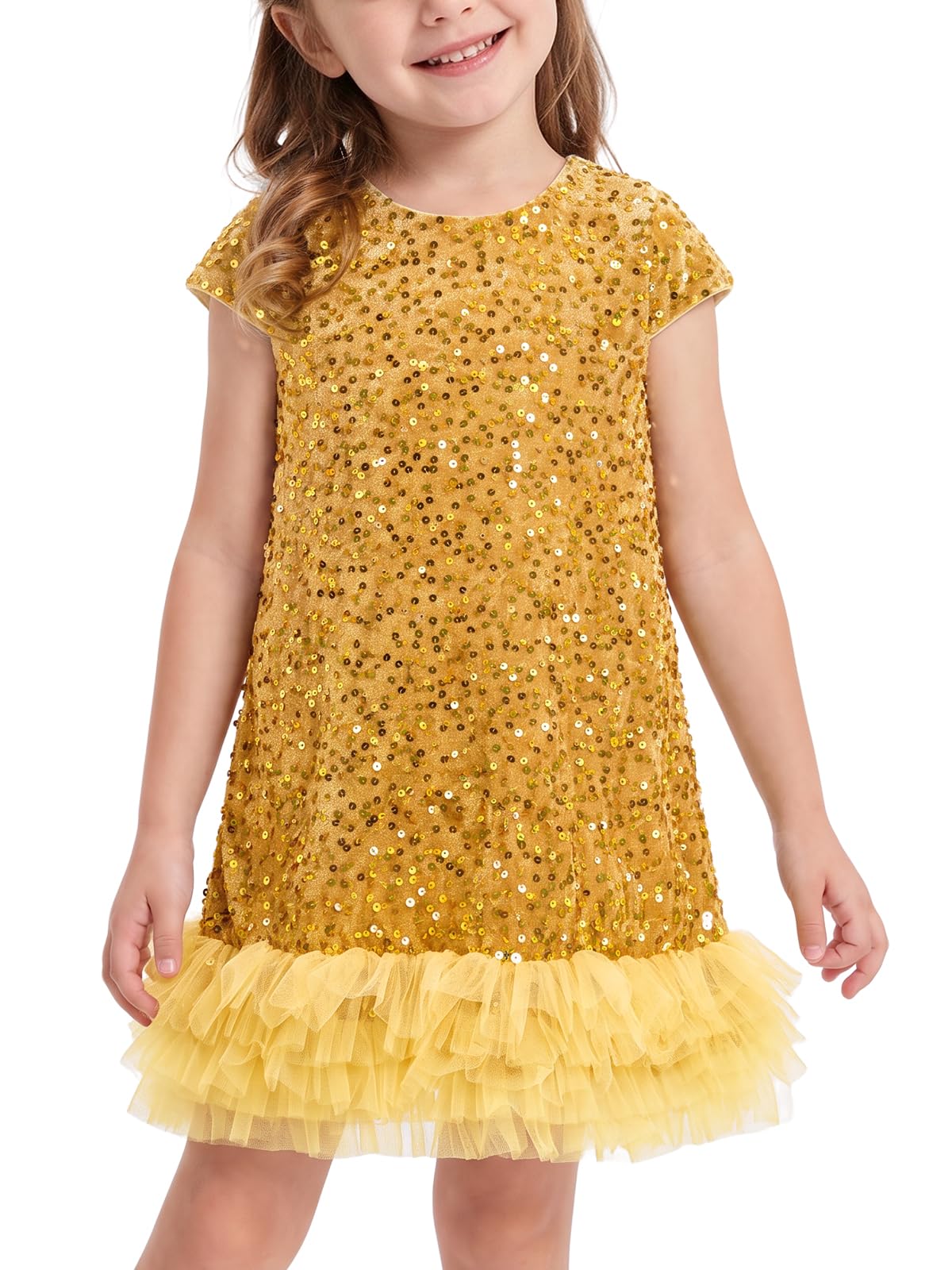 Miipat Toddler Girls Sequin Dress A-Line Sparkly Princess Party Dress