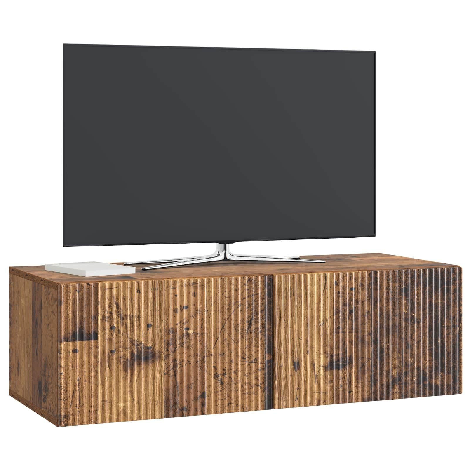 vidaXL Wall-Mounted TV Cabinet Wall-mounted Old Wood 98 x 41 x 30 cm, Living Room, Modern Entertainment Wall Unit, Rectangular TV Console System, Stylish Ample Storage, Wall-Mounted Cabinet