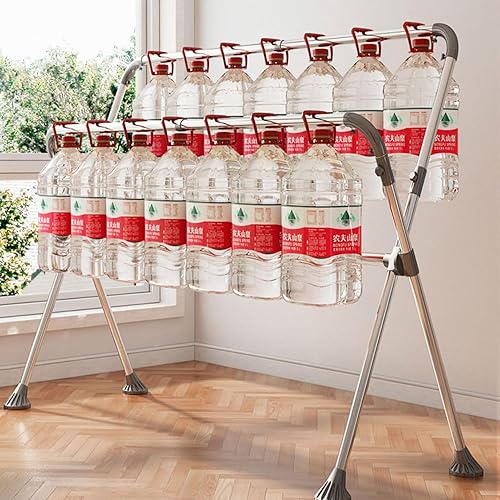 Miniatura 6 de Tendedero de ropa, colgador plegable y elevador de suelo, para uso doméstico en interiores y exteriores, estante de secado de ropa al aire libre,