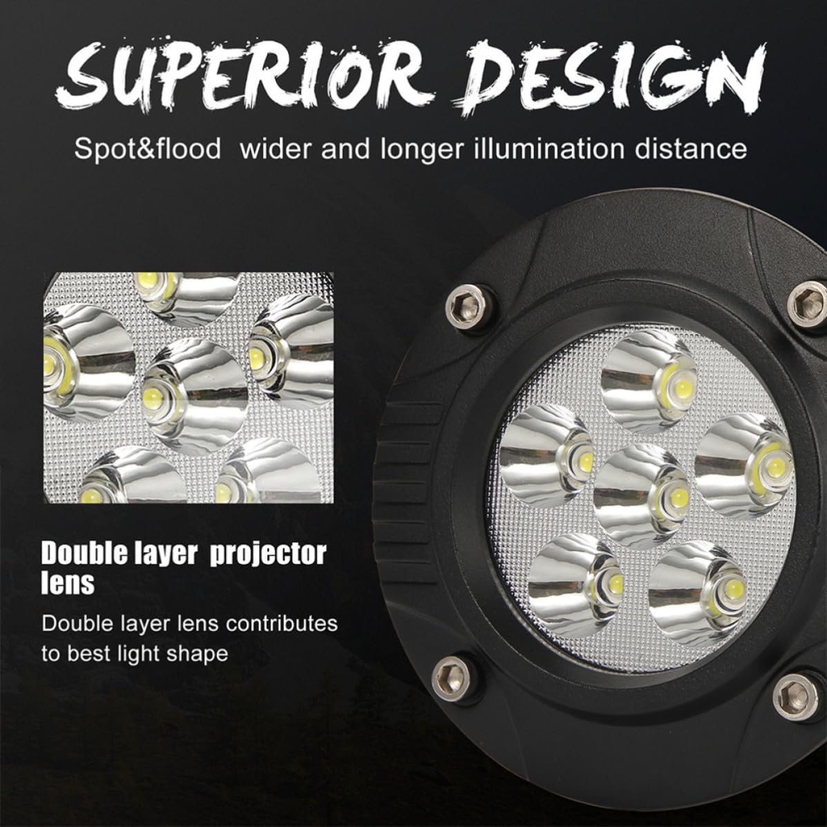 Balacoo Lámpara LED para Coche Empotrada 48w 4800lm Ip67 Negra