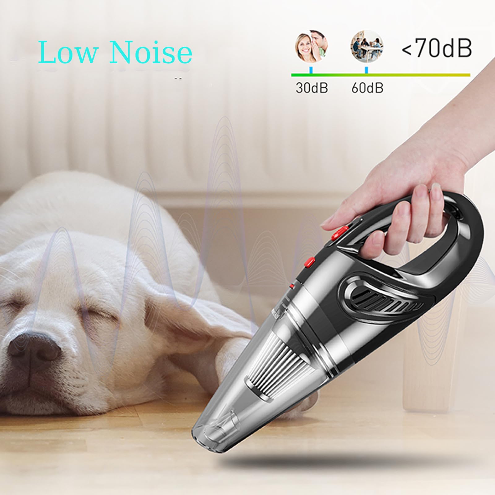 Aspirapolvere Portatile Senza Fili 2 In 1 Leggero 0,7kg - Ricaricabile Con Filtro HEPA, Per Auto Casa Ufficio, Bianco