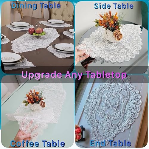 Miniatura 6 de Juego de 7 piezas de camino de mesa y manteles individuales de 6 manteles individuales para decoración de mesa de macramé y estilo granja, manteles