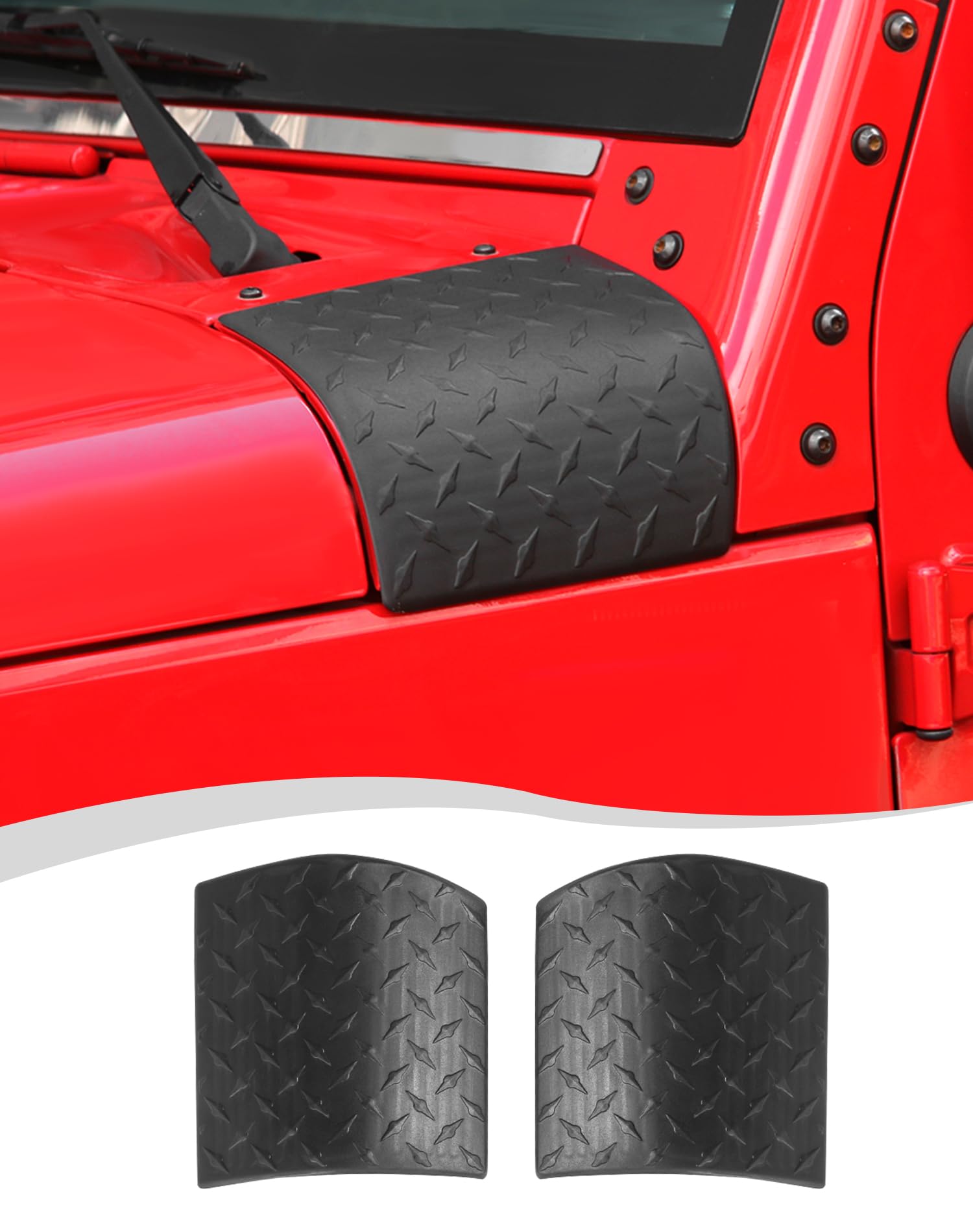 Hoolcar Cowl Body Armor Outer Corner Guards Hood Guard Cover Compatible with Jeep Wrangler JK JKU 2007-2017, Black