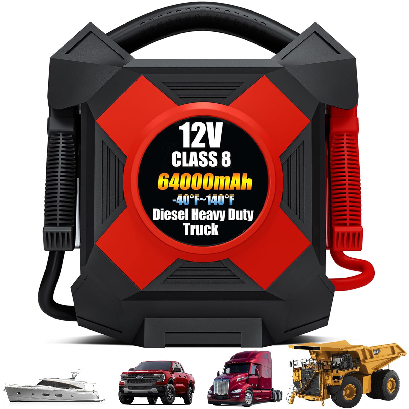 Heavy Duty Jump Starter,DM1264 30000A 12V Battery Jumper Starter Portable,-40F° Start Battery Booster Pack for Semi Truck Gasoline and Diesel Engines Up to 99L,Class8