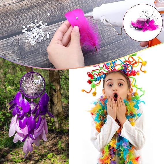 Suneast Pack of 100 Feathers Decoration Natural Goose Feathers Soft Crafts Feather Indian Feathers for Dream Catchers Crafts Costumes Hats Jewellery Decoration DIY Earring - Red 12-18 cm