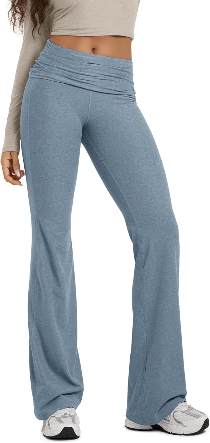 ODODOS Women's Foldover Pants 30"- Ultra Soft odSTRATUM Tech Performance Mid Rise Lounge Casual Yoga Pants