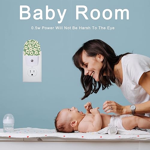 Miniatura 5 de Luz nocturna vintage con diseño de flores, luces nocturnas enchufables a la pared, lámpara LED con sensor de atardecer a amanecer, 0.5 W para niños,