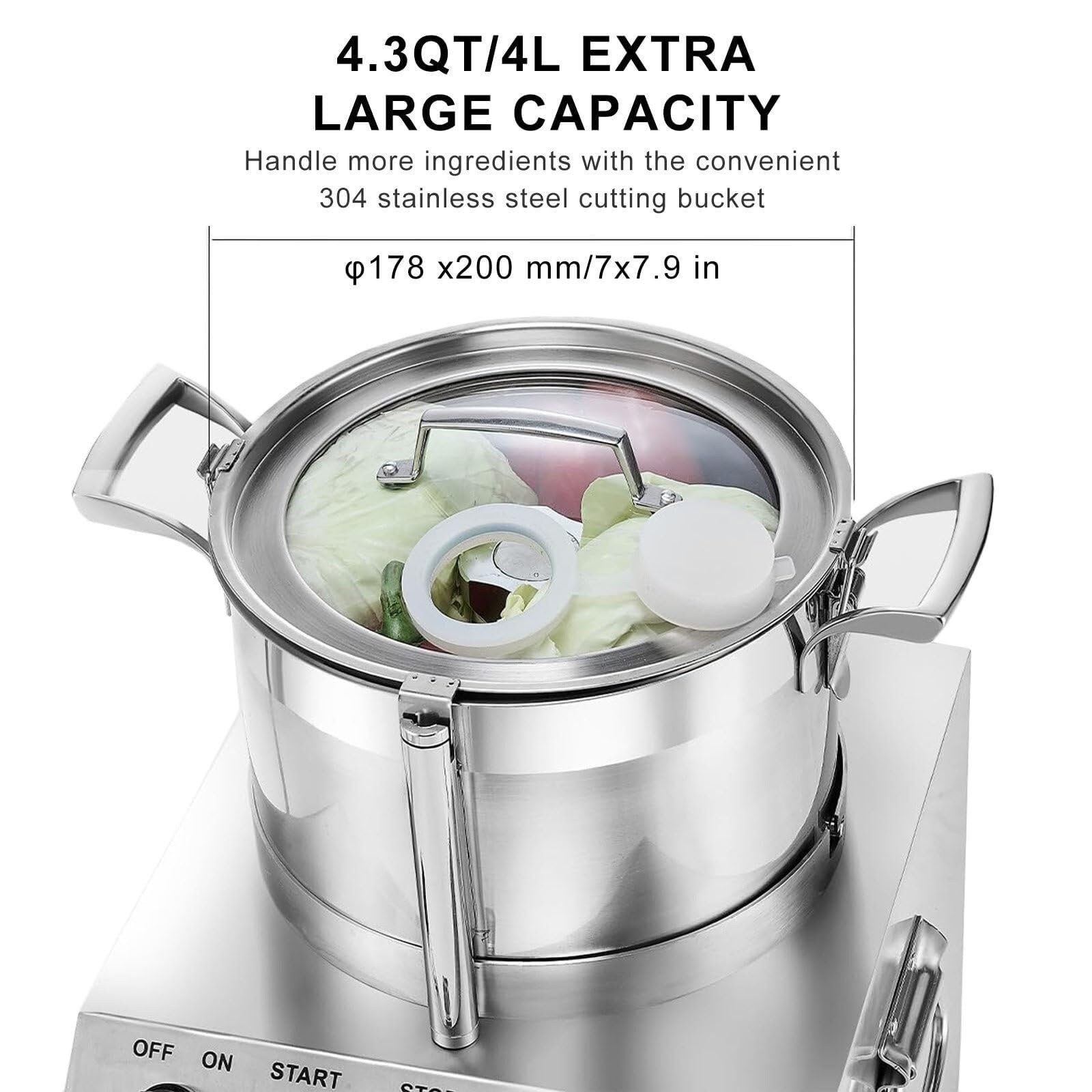 Tritatutto elettrico per cereali e frutta, 4 l, in acciaio inox, per la casa, 370 W, doppia lama girevole, adatto per ristoranti, mense, hotel (un colore, 110 V)