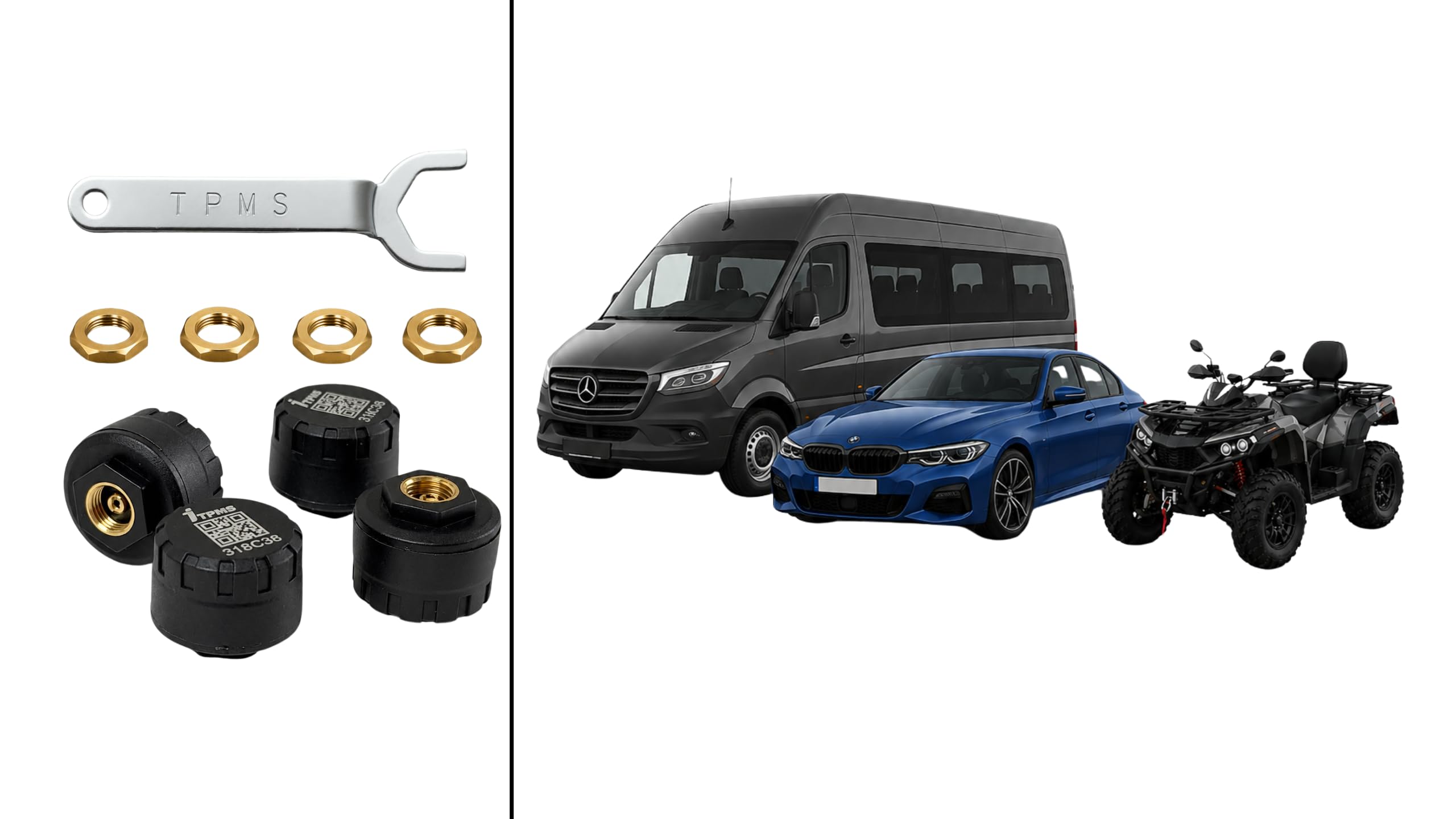 UNIWERSALNE 4 Czujniki TPMS do samochodu osobowego, SUV-a, auta 4x4, vana, pick-upa i kampera – bezprzewodowy monitoring ciśnienia i temperatury opon przez Bluetooth