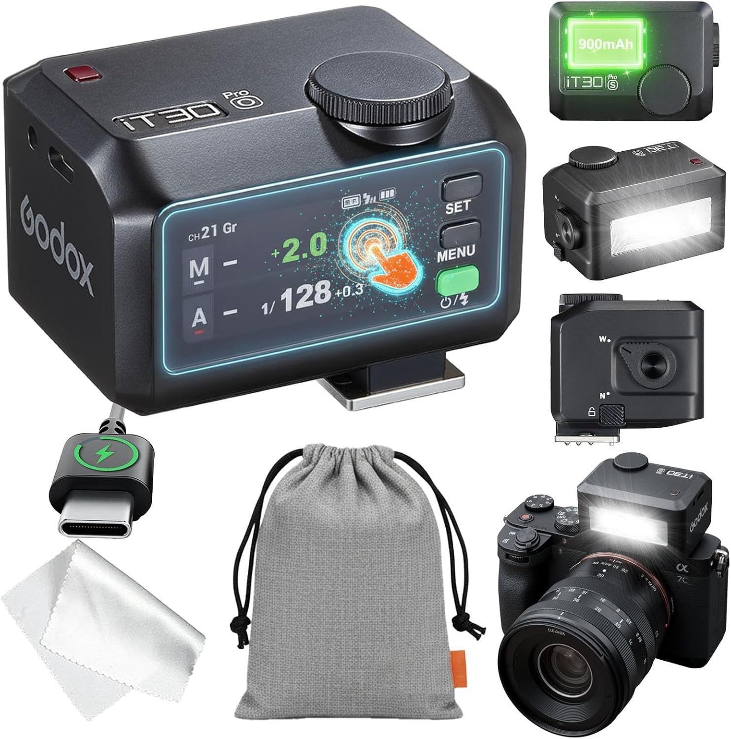 GODOX IT30PRO O Flash Appareil Photo, IT30PROO IT30 Pro O TTL HSS 1/8000s Flash, Compatible avec Olympus E-M1 Mark III, E-M5 III, E-M10 III, E-M10 IV, Panasonic GH5 II, GH6, G9, G95, G90