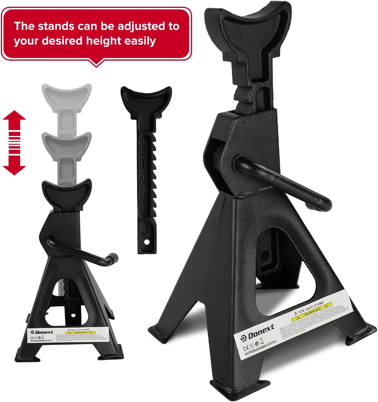 Donext 3 Ton Capacity Steel Jack Stand 1 Pair Black Jack Stands : Industrial & Scientific