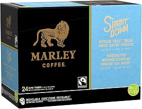 Marley Coffee Single Serve K Cup Compatible Capsules, Simmer Down Decaf, Swiss Water Process, Medium Roast, 96 Count