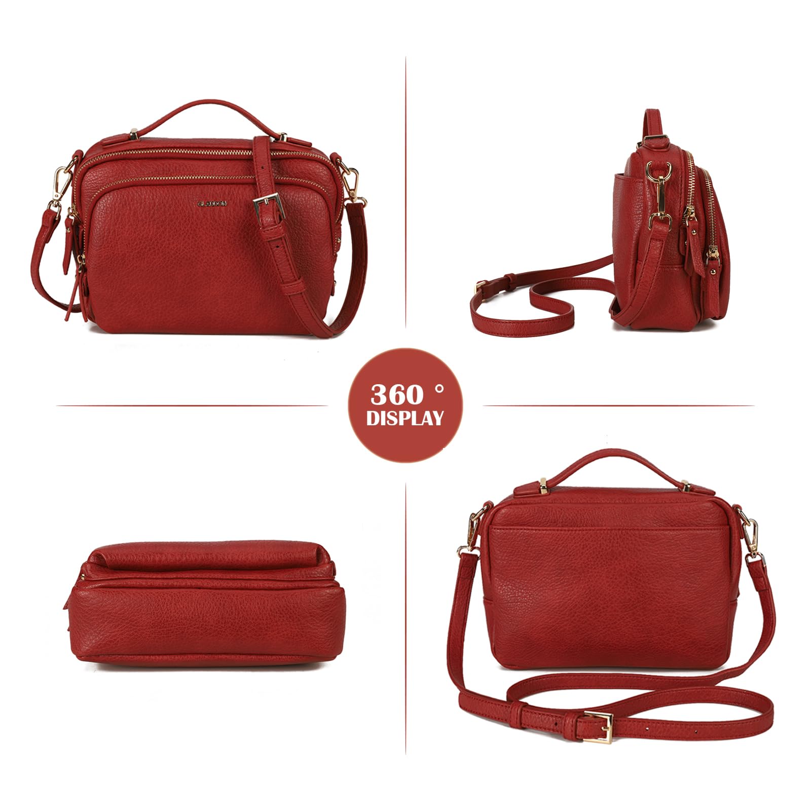 Gladdon Borse a tracolla da donna, piccole borse a tracolla con tasche multiple, pelle PU, cerniera, borsa a tracolla alla moda con tracolla regolabile e rimovibile, piccola