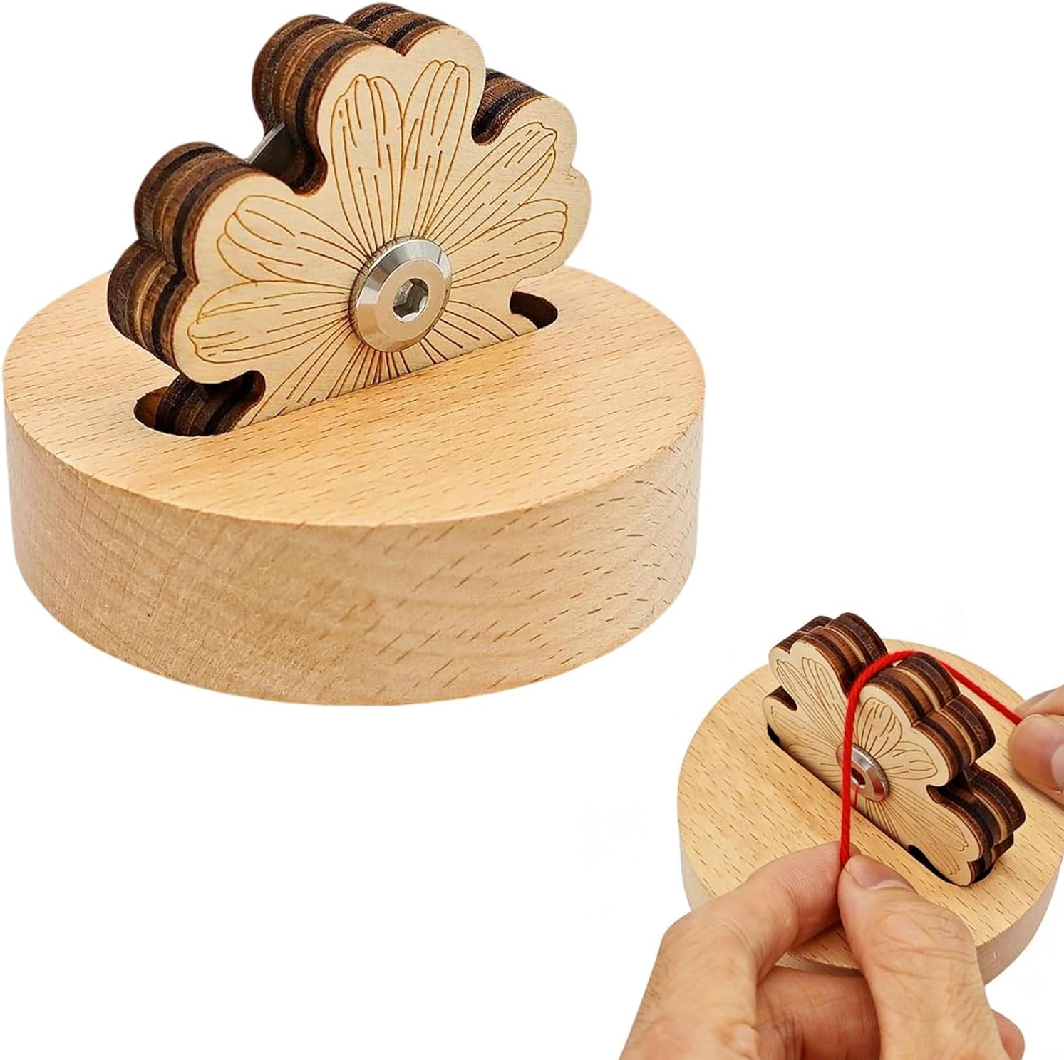Thread Cutter For Chain Piecing In Quilting,Thread Cutter Tool,Yarn Cutter,Yarn Cutter Pendant For Sewing With Flower Shape Solid Wooden Sewing Tools For Sewing Seam Craft Projects