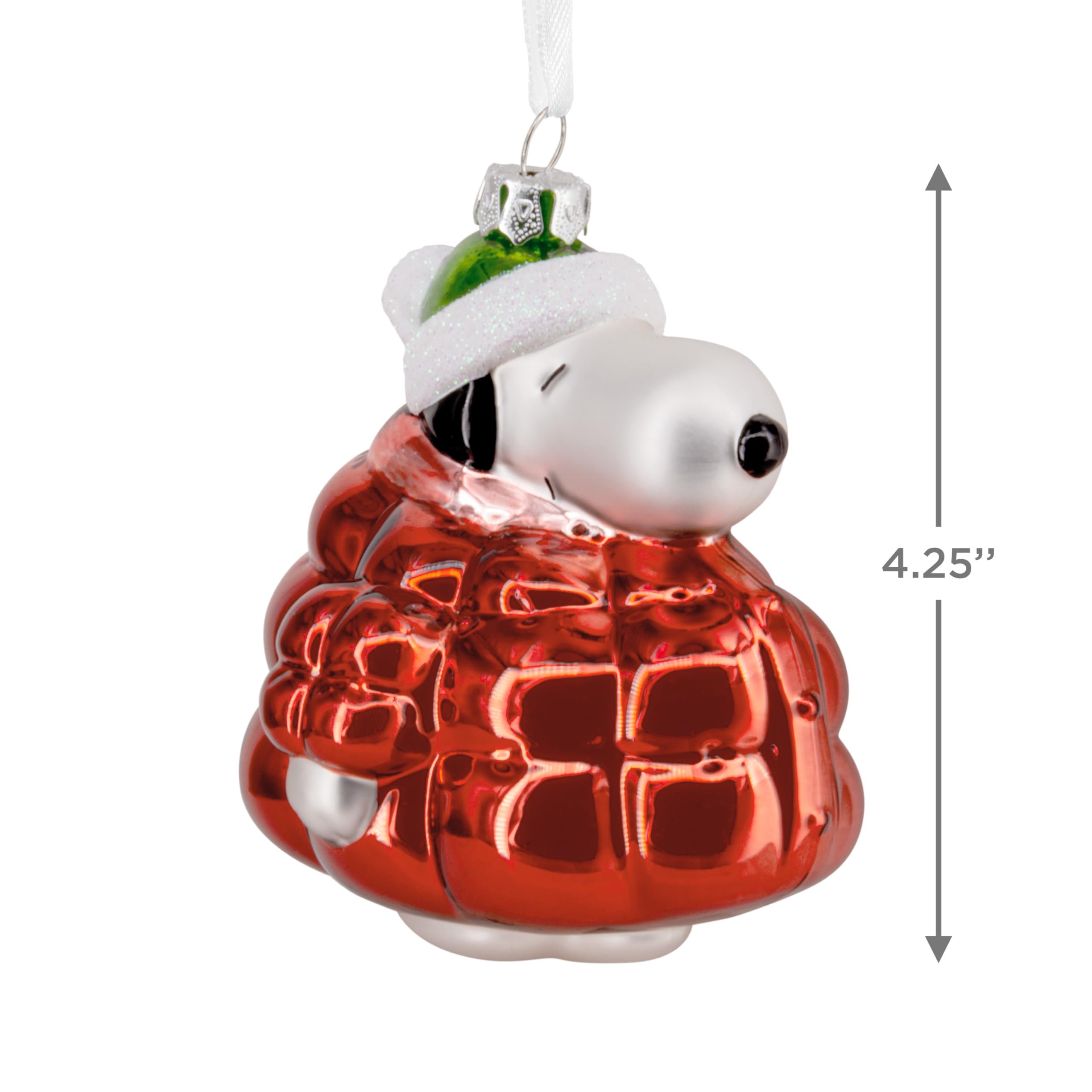 Hallmark Peanuts Snoopy in Puffy Coat Christmas Ornament, Glass