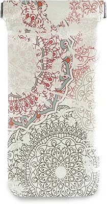 susiyo Retro Colors Mandala Glasses Case Portable Microfiber PU Leather Soft Sunglasses Bag Eyeglasses Pouch Holder Squeeze Top for Women Men