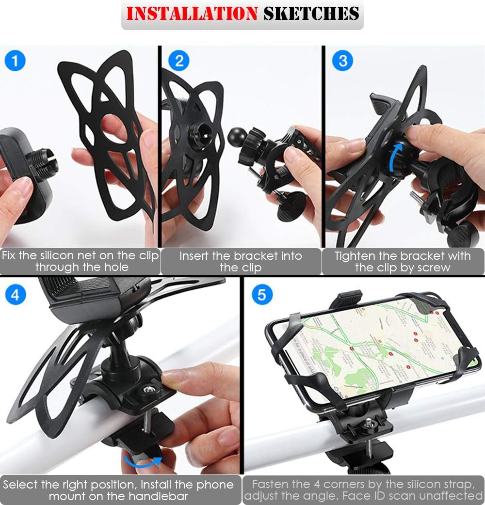 Bike Phone Mount, SEMTION Phone Mount for Bicycle and Motorcycle Compatible with All Phones : Automotive