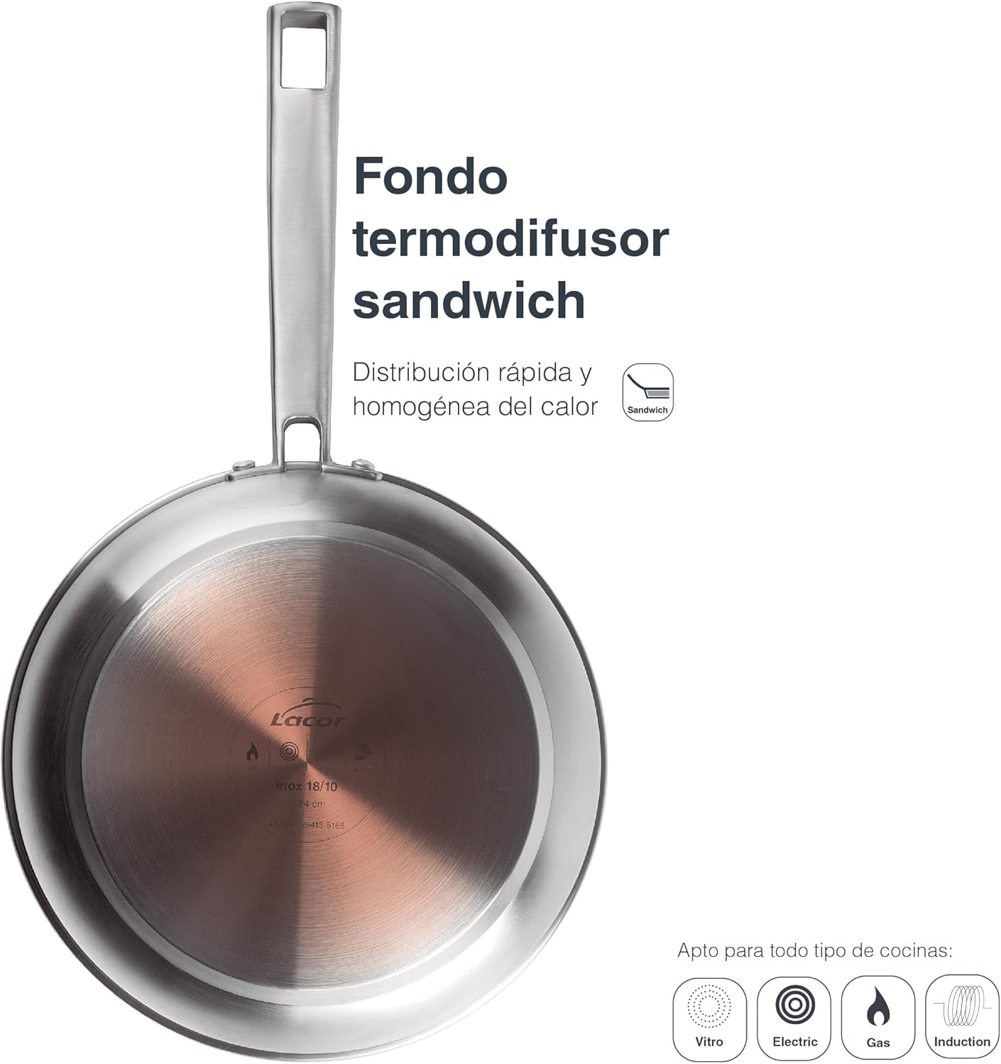 Lacor 18/10 Stainless Steel Frying Pan