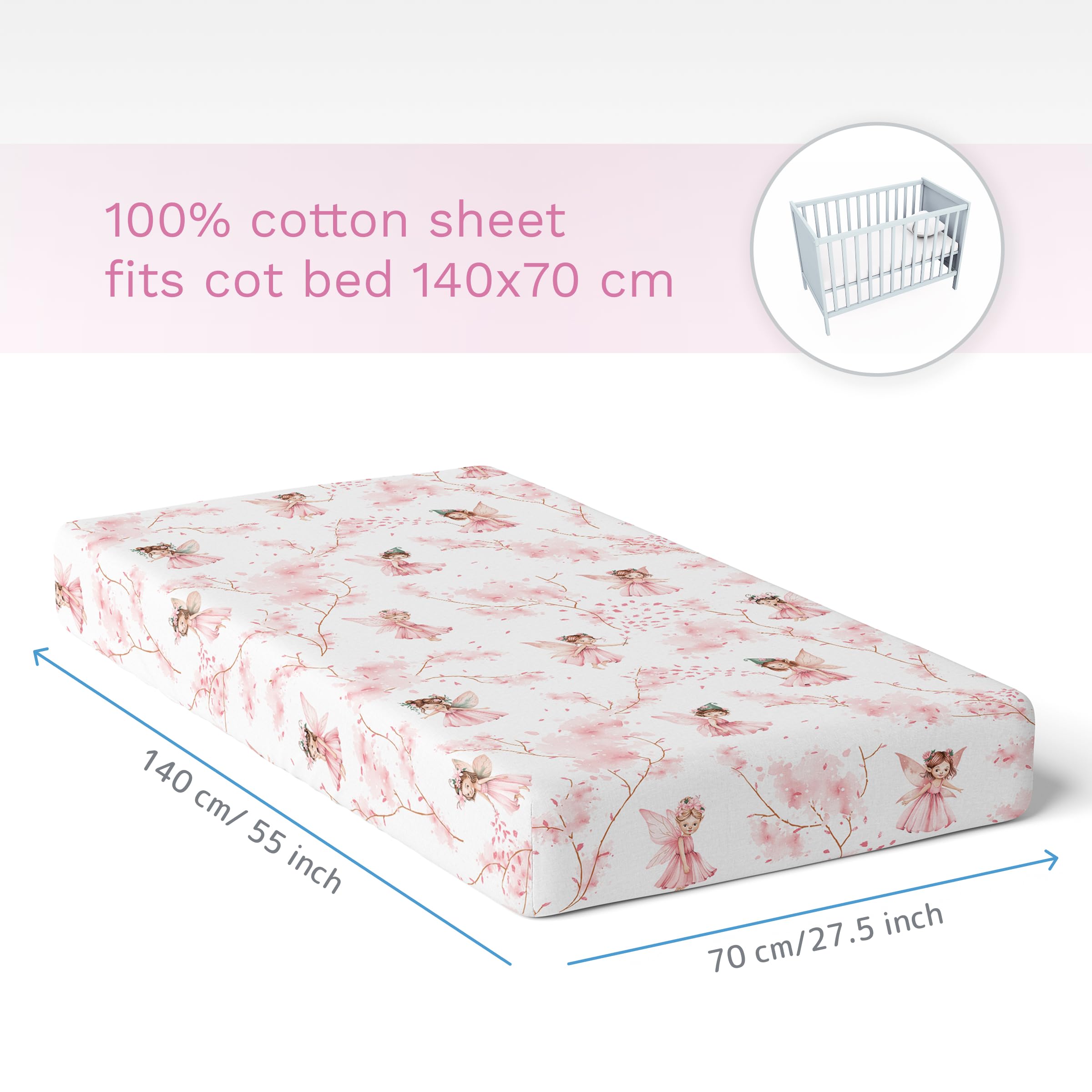 Baby Comfort Nursery 100% Cotton Fitted Sheet fits 140x70 cm Cot Bed Mattress (Safari Cars) — view 44