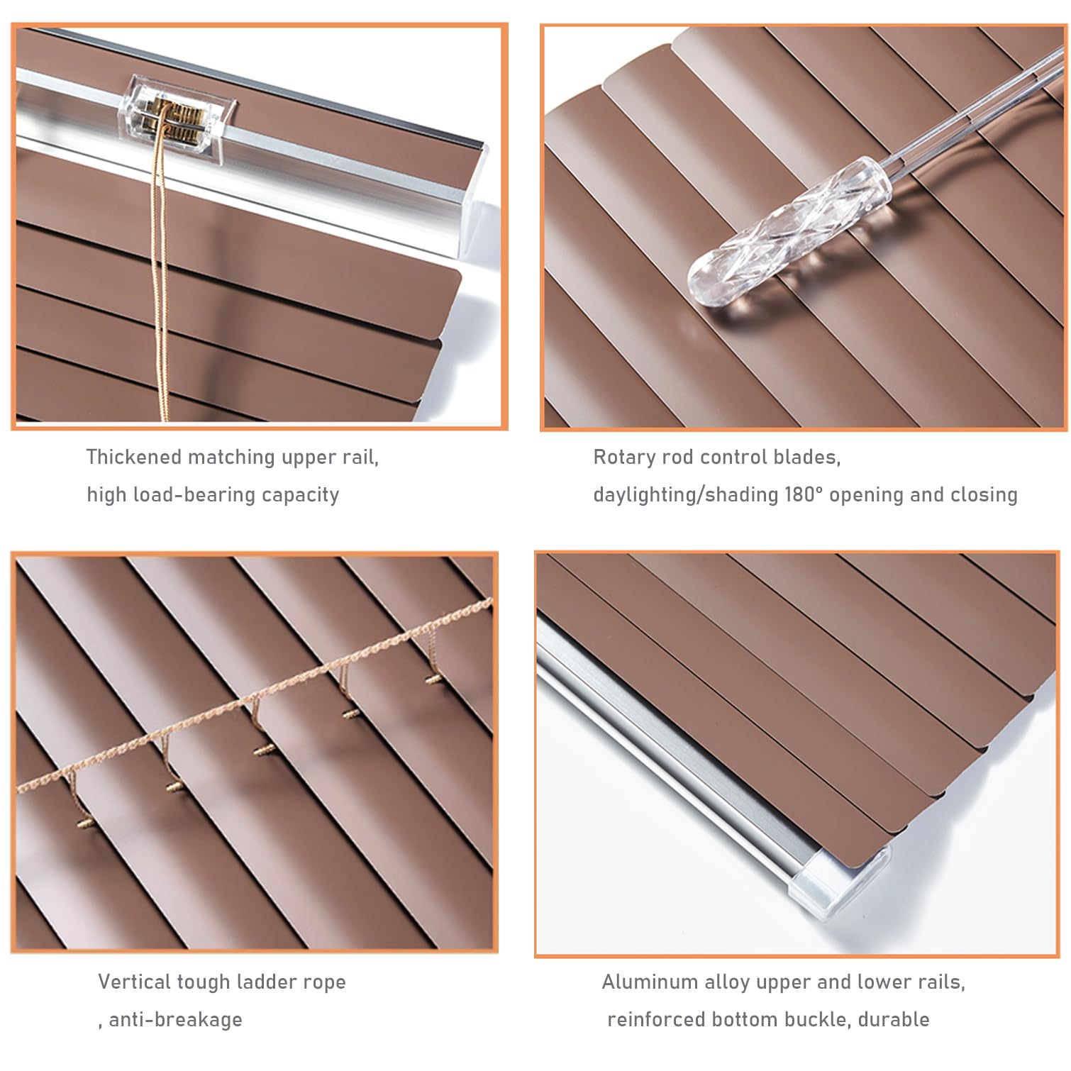 Tende a Lamelle Veneziane in Alluminio Marrone,Tenda Veneziana Orizzontali per Finestre,Tende Verticali in Metallo,Parasole,Privacy,per Cucina Home Office,Larghezza x Altezza (120x230cm)