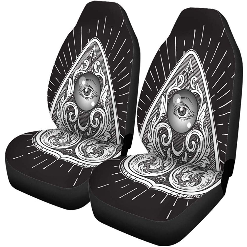 Car Seat Covers Aged Ouija Board Mystifying Oracle Planchette Antique Boho Chic Set of 2 Auto Accessories Protectors Car Decor Universal Fit for Car Truck SUV