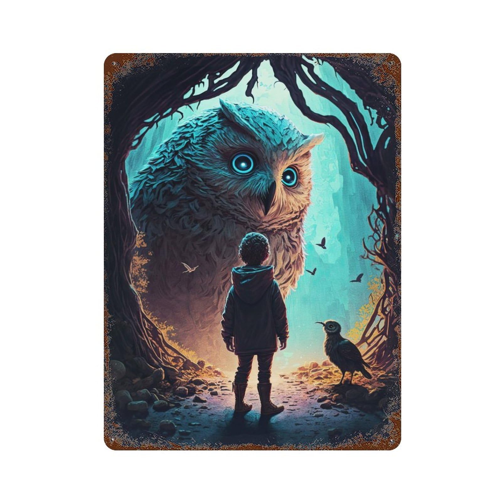 Fairy Tales Rustic Tin Plaque 15.7"x11.8", Ideal for Shed, Workshop And Garage Wall Decor